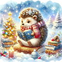ダイヤモンドアート クリスマス はりねずみ 四角ビーズ ABビーズ ダイアモンドアート ダイヤモンドペインティング キット ビーズ刺繍キット セット オーロラビ...