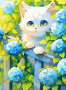 ダイヤモンドアート キット 四角ビーズ 猫 紫陽花 hydrangea ダイアモンドアート スクエア ダイヤモンドペインティング キット ビーズ 刺繍キット セ...