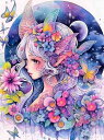 ダイヤモンドアート キット フェアリーテイル 月の妖精 花 丸ビーズ 四角ビーズ ABビーズ スクエアビーズ ダイアモンドアート ダイアモンドペインティング ビーズ刺繍キット セット 送料無料