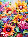 ダイヤモンドアート キット 四角ビーズ summer garden 花 ひまわり 向日葵 ダイアモンドアート ABビーズ スクエア ダイヤモンドペインティング ...