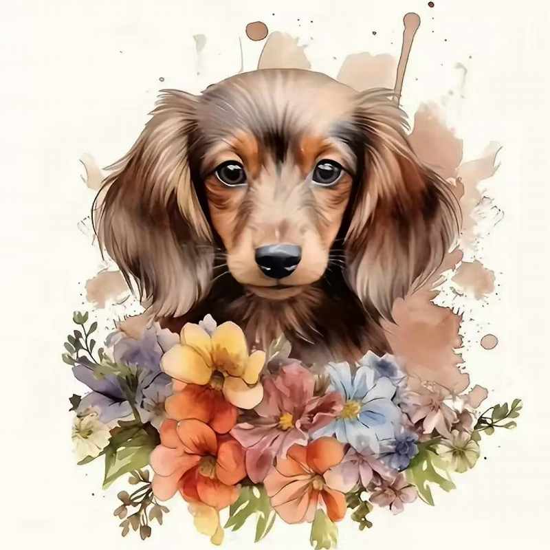 ダイヤモンドアート ダックスフント 可愛い 犬 四角ビーズ ABビーズ ダイアモンドアート ダックスフンド ダイヤモンドペインティング キット ビーズ刺繍キット セット 送料無料のサムネイル
