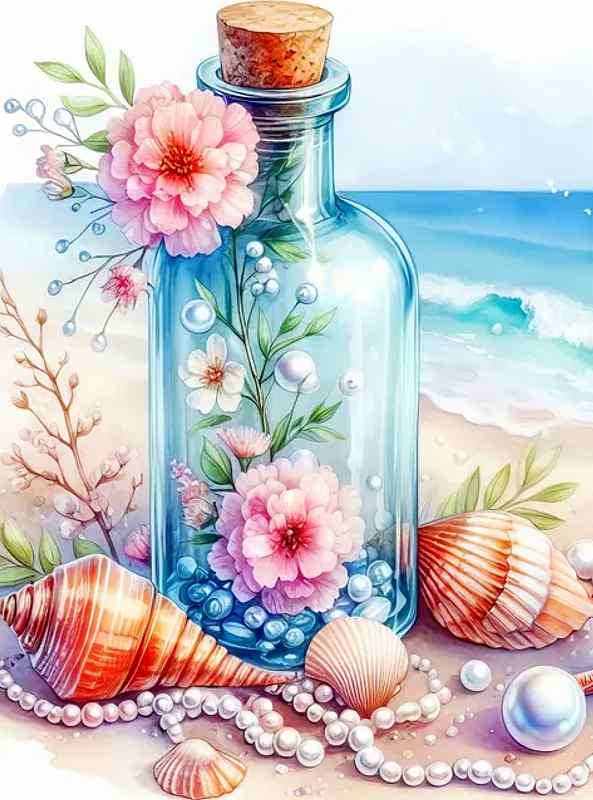 ダイヤモンドアート キット 四角ビーズ 海 ボトルメール 夏 ダイアモンドアート ABビーズ スクエア ダイヤモンドペインティング ビーズ 刺繍キット セット オーロラビーズ 可愛い 送料無料