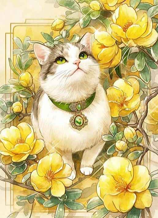 ダイヤモンドアート　猫　お花　イラスト　かわいい Amazon.co.jp: 5D ダイヤモンドアート花かわいい猫ダイヤモンド