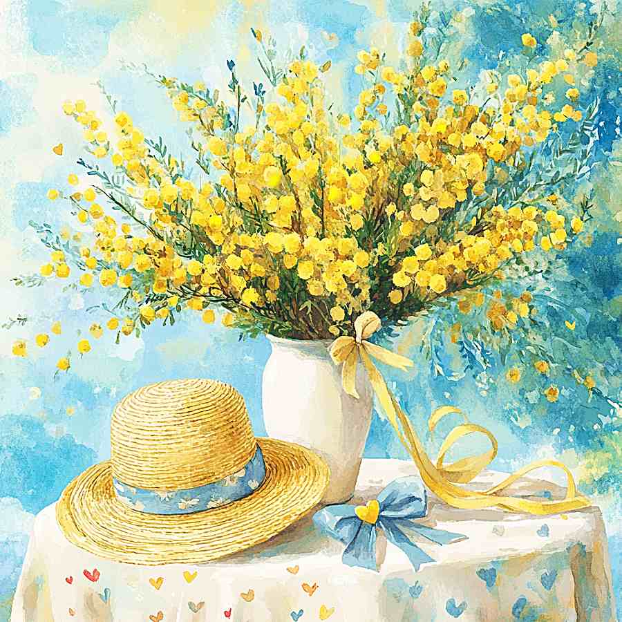 ダイヤモンドアート キット ミモザ 春の訪れ 四角ビーズ 丸ビーズ ABビーズ スクエア ダイアモンドアート ダイヤモンドペインティング ビーズ 刺繍キット セット オーロラビーズ HUACAN 可愛い 送料無料