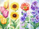 ダイヤモンドアート キット フラワーパネル 花 チューリップ 向日葵 ポピー パンジー 四角ビーズ ダイアモンドアート ダイヤモンドペインティング ビーズアート ABビーズ オーロラビーズ ビーズ刺繍セット 初心者 ダイヤモンドフィックス 送料無料