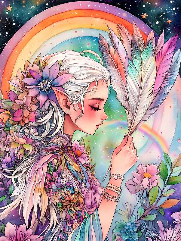 ダイヤモンドアート キット 四角ビーズ 虹の妖精 Fairy 妖精 ダイアモンドアート ABビーズ スクエア ダイヤモンドペインティング ビーズ 刺繍キット セット オーロラビーズ 可愛い 送料無料