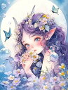 ダイヤモンドアート キット 丸ビーズ 月明かりの花の妖精 ブルームーン・フェアリー ダイアモンドアート ABビーズ ダイヤモンドペインティング ビーズ 刺繍 ギ...