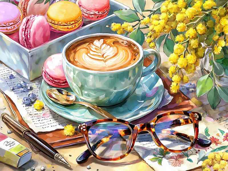 Rakuten - ダイヤモンドアート 午後のカフェタイム Break Time ミモザ マカロン 春 四角ビーズ ABビーズ スクエア ダイアモンドアート ダイヤモンドペインティング ビーズ 刺繍キット セット オーロラビーズ 可愛い ハンドメイド 手芸 ビーズアート さくらシフォン