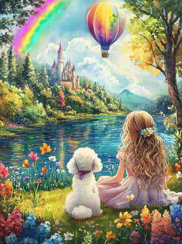 ダイヤモンドアート キット 四角ビーズ 40×50 Best Friends 虹のむこうの約束 ダイアモンドアート ABビーズ スクエア ダイヤモンドペインティング 上級者 大型 huacan ビーズ 刺繍キット セット オーロラビーズ 可愛い 送料無料