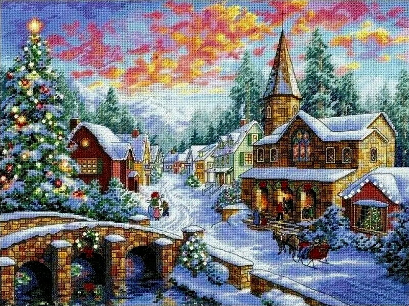 クロスステッチキット クリスマス クロスステッチキット Dimensions 冬 Holiday village クリスマス ディメンションズ