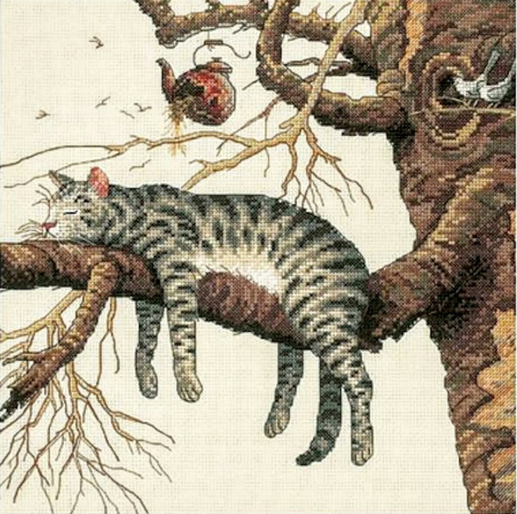 クロスステッチキット 猫 Dimensions クロスステッチキット 木の上でお昼寝 猫 Too Pooped 刺繍キット ディメンションズ 送料無料