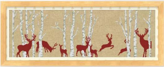 楽天さくらシフォンクロスステッチキット トナカイの森 白樺 クリスマス 刺繍キット ハンドメイド 送料無料
