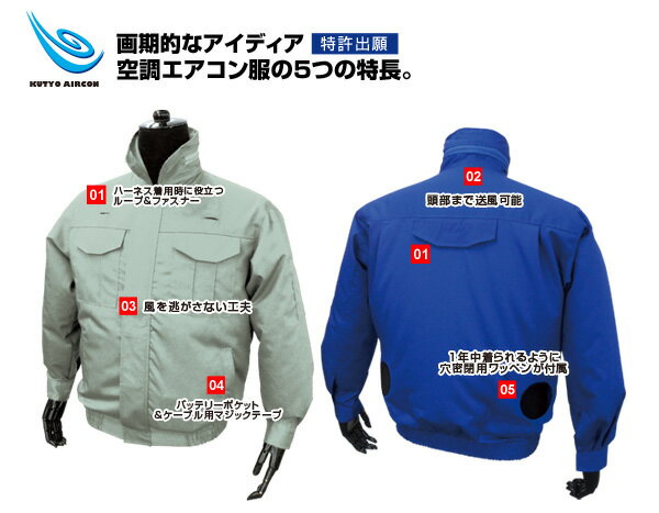 服のみ 空調作業服 ハーネス 空調エアコン服 BR-587 ファンケーブルバッテリー別売 空調ウエア 長袖 ブルゾン 熱中症 【沖縄・離島以外送料無料】 3