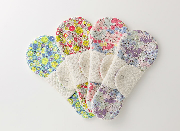 【仕上がり次第発送】【布ナプキン型ショーツライナー】SILK《シルク&オーガニック》花柄おまかせ4枚セット