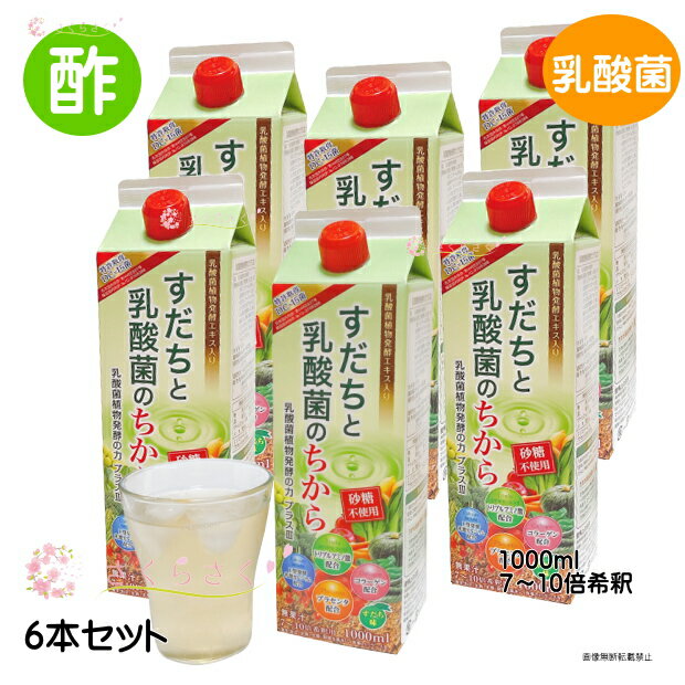 【6本セット】乳酸菌植物発酵の力プラス3 すだちと乳酸菌のちから 乳酸菌植物醗酵 お酢飲料 保存料・防腐剤 りんご酢 飲むお酢 飲む酢 酵素 乳酸菌酢 フルーツビネガー デザートビネガー 熱中症対策 10倍希釈　さくらさく