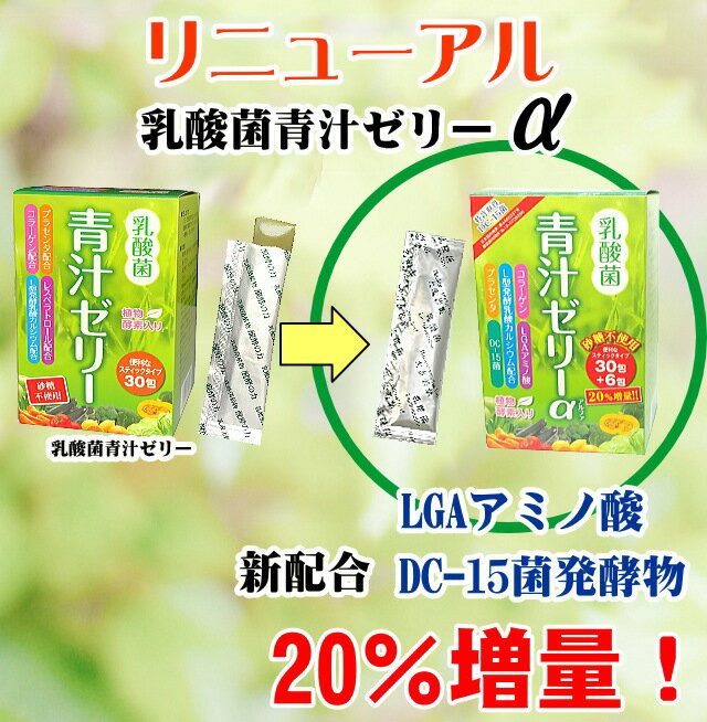 【3個セット】乳酸菌青汁ゼリーα 乳酸菌 プラセンタ コラーゲン 青汁ゼリー 植物酵素 酵素ゼリー 日本製【送料無料】（砂糖不使用カロリーカット）キャッシュレス5%還元