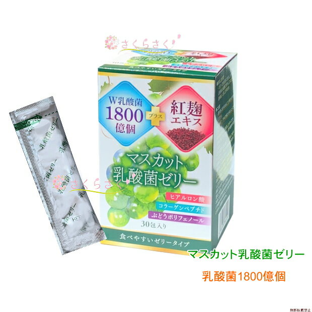 【3個セット+プレゼント】1800億乳酸菌 マスカット乳酸菌ゼリー 乳酸菌 コラーゲン ヒアルロン酸 マスカットゼリー 紅麴エキス 酵素ゼリー 日本製　さくらさく