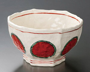 乐天商城 - 赤絵丸紋 18cm 六角鉢 6.0深丼18x10cm 日本製の逸品