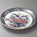 42cm 万古花鳥図 特大皿 42.5x5cm 日本製 萬古焼