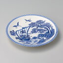 萬古焼 宝船図 32cm 尺皿 32x3.5cm さしみ ふぐ刺し お惣菜の盛り合わせ パーティー 宴会 おもてなしの盛り付けに大振りの特別な染付の和皿 特大サイズ丸皿