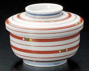 赤絵 こま筋 平蒸し茶碗 11.5x8.2cm 350cc 日本製具だくさんの茶碗むし 温かい蒸し物 ヘルシーな蒸し料..