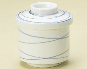 150cc 小むし茶碗 が2色柄 かすみ二色渦／ブルー二色ライン（強化食器）6.7cmx8cm 日本製簡単おいしい茶碗むし 温かい蒸し物 ヘルシーな蒸し料理おしゃれ 素敵 丈夫な蓋付碗
