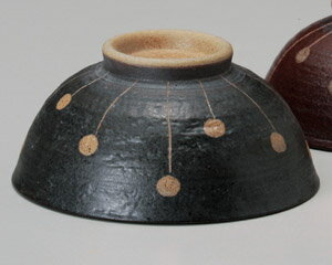 ぼんぼり十草 12.5cm ご飯茶碗 黒　12.5x5.8cm　日本製