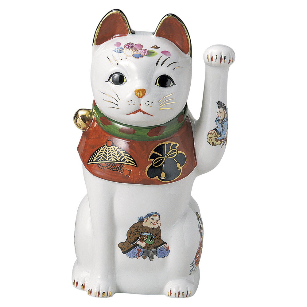 招き猫 24cm 七福神 宝ねこ 左手 赤日本製 瀬戸焼神具 仏具が業務特別価格病気封じ 福を呼ぶ 幸運の縁起物 陶器製まねき猫のサムネイル