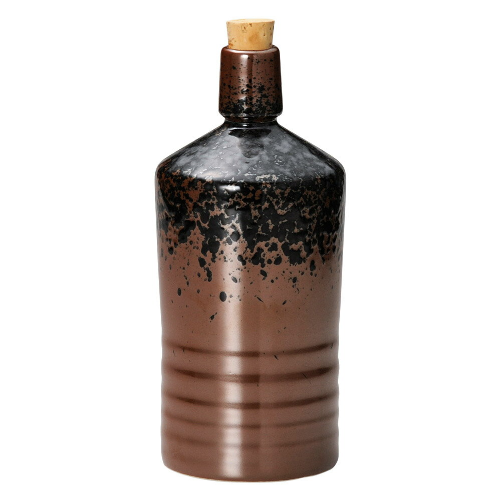 700cc ボトル 黒吹き (茶地)日本製 蓋つき保存容器 デキャンタ焼酎 お酒を美味しく愉しむ家呑み 晩酌の大人時間に お…