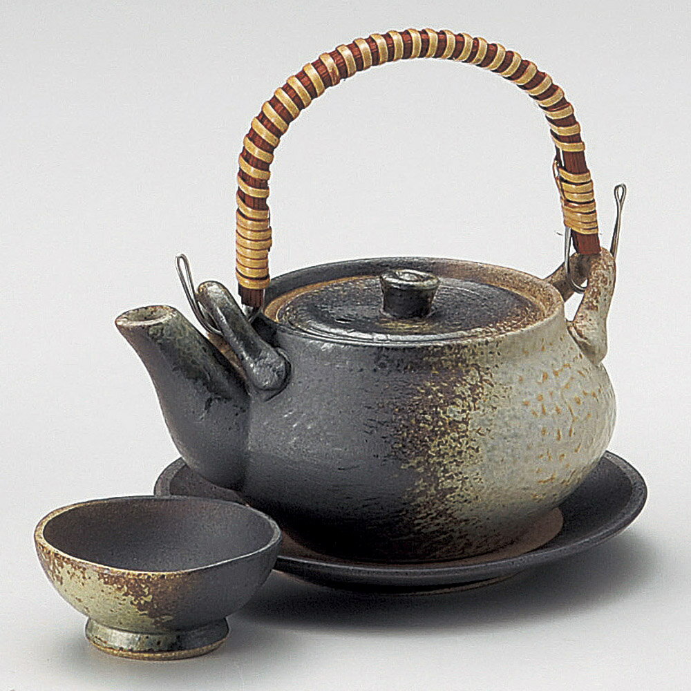 備前風 土瓶蒸しセット（皿 ちょこ付き）300cc香りを愉しむ土瓶蒸し 盃と受け皿つき 萬古焼のサムネイル