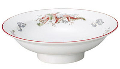 萬漢龍 21cm 焼きそば & 天津飯用 丸高台皿 (白磁朱巻き) 中華食器日本製 中華コース食器チャーハン 八宝菜 マーボー豆腐 麻婆飯 ご飯もの 麺料理中国料理のうつわ(3)