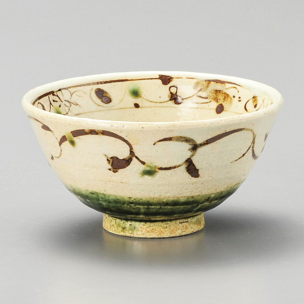 唐草織部手造ご飯茶碗11.8cmx...