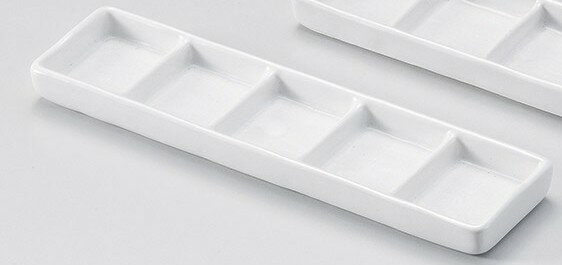 白 5連 23cm 5連 細長仕切皿 23.3x6x1.8cm薬味 スパイス ソース タレ 塩 ジャム 小分けして一度に盛れ..