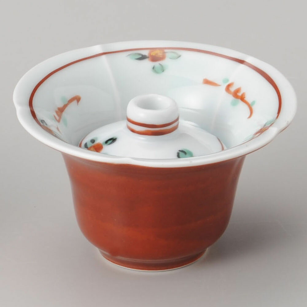 10cm 朱巻小花 蓋付珍味 小碗10.1x5.9cm 日本製 蓋つきの珍味入れ和の豆鉢 小鉢 蓋物のサムネイル