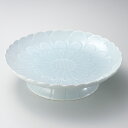 有田焼 青白磁 菊彫 高台盛皿 36cm 特大皿36.5x10cm 日本製 刺し盛 お惣菜の盛り合わせ パーティー 宴会 おもてなしの盛り付けに大振りの特別な青磁和皿 超特大サイズ