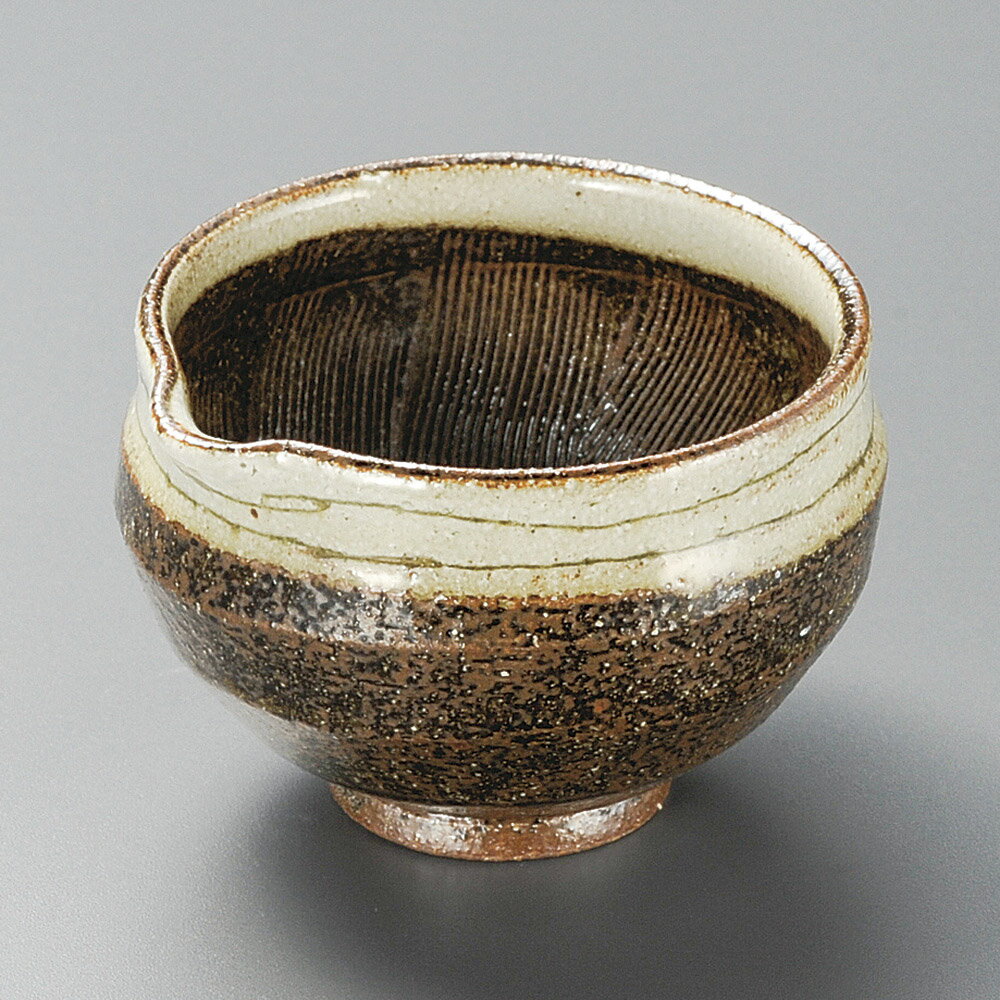 泥櫛彫 10.5cm 片口スリ鉢 納豆鉢 (土物)10.5x