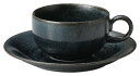 CSセレクト 藍紺 ティー カップ&ソーサー 碗11.1x8.6x5.1cm 185cc 皿14.7x2cm ホワイトストーン 日本製