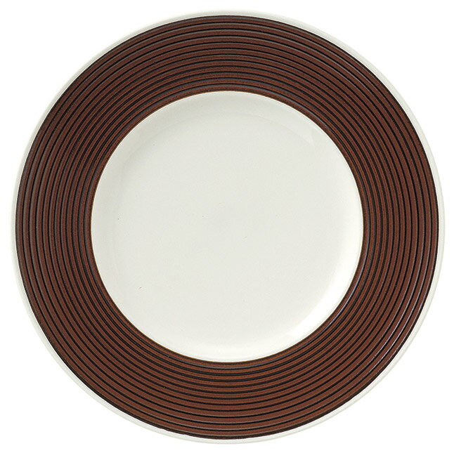 シェンナストライプ 20cm ケーキ & デザート皿 シルキーボーン製