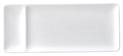 ノーブル 26cm 角2品 ぎょうざ皿 ( 特白磁 ) 日本製大人の贅沢 コース料理プレート和 洋 中華に使える汎用性の高い仕切り付き食器ソース つけだれ 薬味の小分けに便利な区切り皿