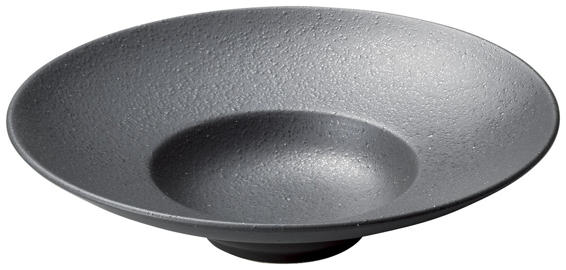 フリーx黒曜kokuyo リム型 26cmパスタ＆スープ皿 26.1x6.5cm 内径12.7cm 容量約190cc モダンな形状 土物感を再現した和の釉薬