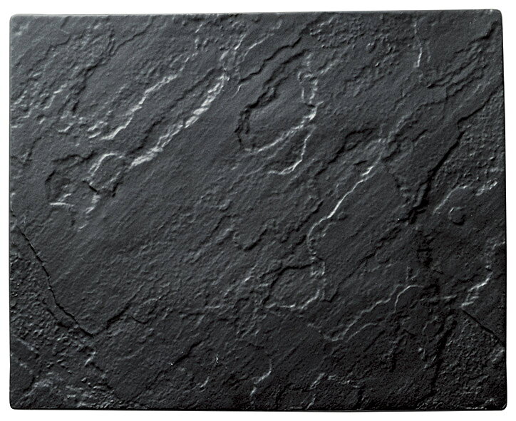 方盤 - 黒メテオ 36cm レクタングル皿30.4x20.7x1.3cm 石目の彫刻模様が美しい クールで格調高い長角皿オードブル ワンスプーン ピンチョス ケーキ 盛り合わせ