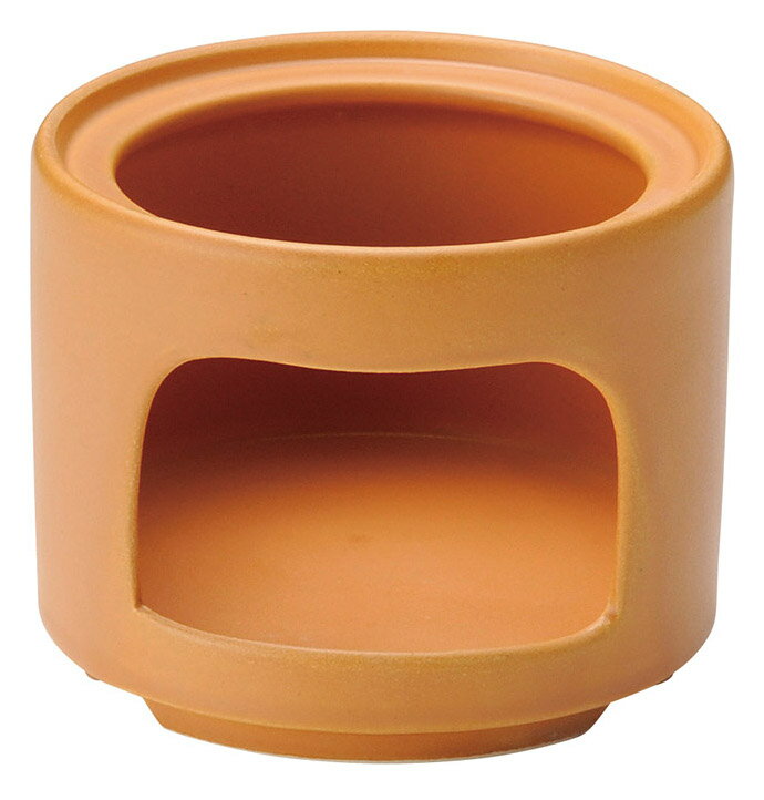 耐熱陶器製 オレンジ 切立ウォーマー (固形燃料/ろうそく使用可)11.1x9cm　日本製 美濃焼 フォンデュ ..