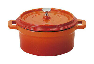 オレンジ 鉄製 270cc 丸ココット鍋 (中国製)鋳鉄製ホーロー小鍋フォンデュ グラタン スープ ポトフにかわいいお家カフェ用ミニ鍋