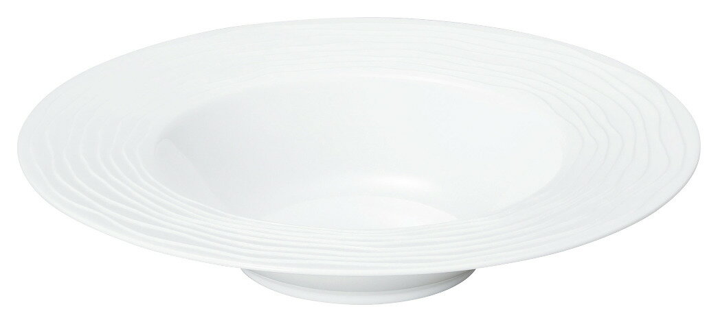 ヴェイグ 白 26.5cm ビスクリム ディープスープボウル 26.3x5.2cm 490cc ビスクのリム 波打つ細彫刻が特徴的な白磁プレート日本製