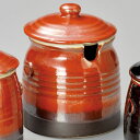 赤天目 切立ソースポット(スプーンカット入り) 大 9x12.5cm 約400cc 日本製の蓋つき甕 みそ 薬味の保存容器蓋物 カメ 薬味入れ ソース入れ タレ入れ