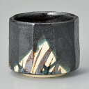黒織部 十角湯呑 9x7.8cm 約300cc 日本製の逸品