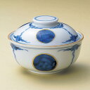 強化磁器製 青丸紋金彩 12cm 蓋付碗 11.9x8.3cm 円菓子碗 煮物碗 蓋付碗 日本製の逸品