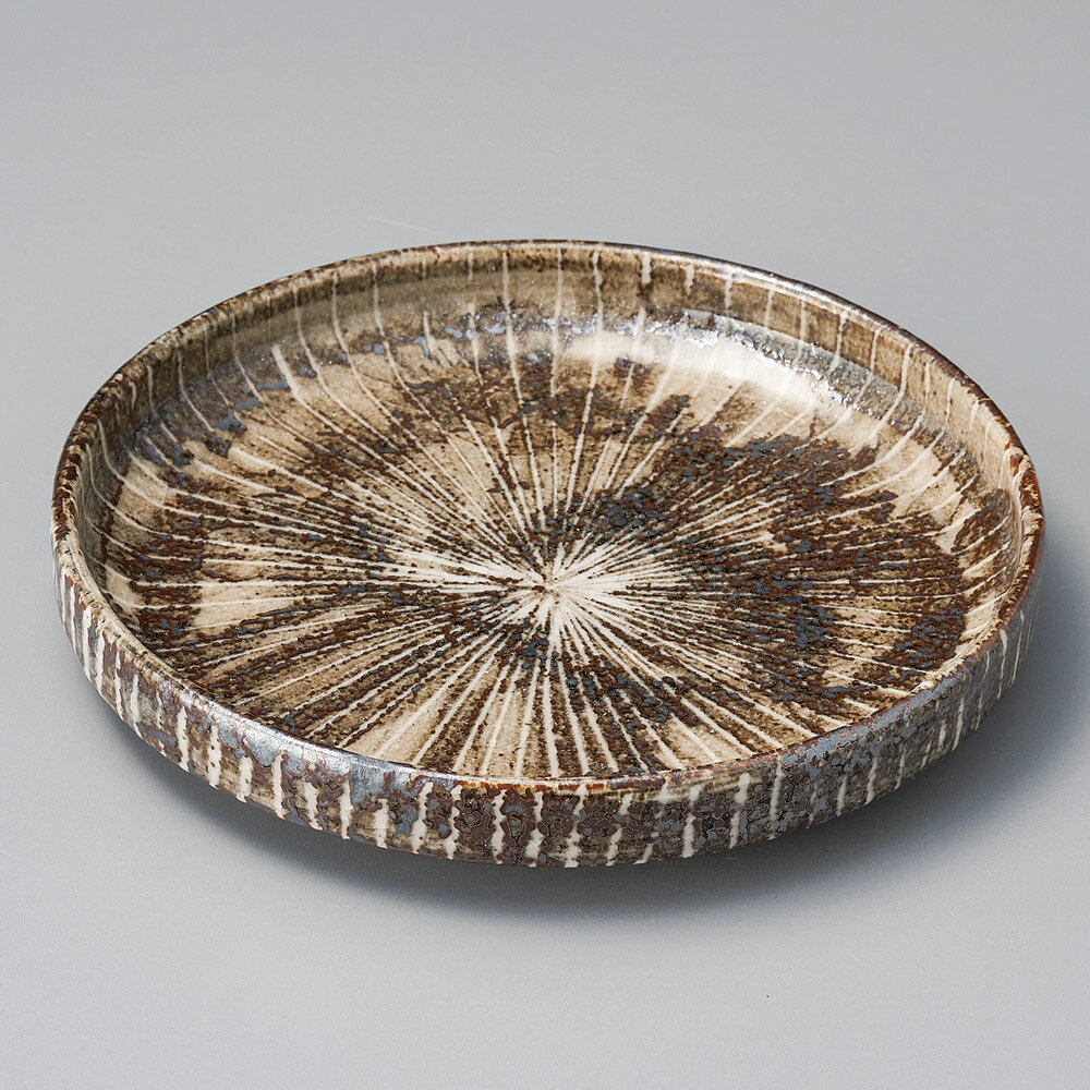 雪志野十草20.5cm切立丸皿20...