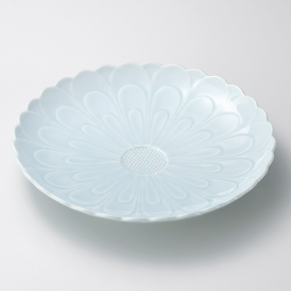 青白磁 華彫 37cm 12号 大皿日本製さしみ盛 ふぐ刺し お惣菜の盛り合わせ パーティー 宴会 おもてなし..