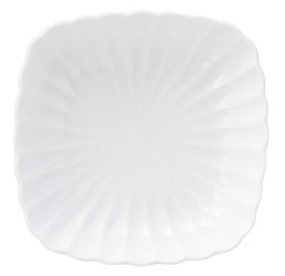 かすみ 12cm 角丸小皿 白 日本製 美濃焼 12cmx2.5cm リムの彫模様が美しい シンプルな白いスクエア皿白磁